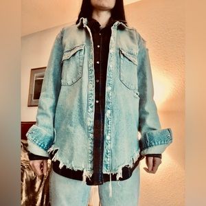 NWT Zara Distressed Denim Overshirt Size S